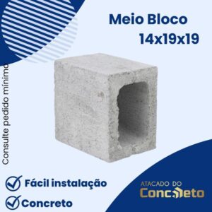 Meio Bloco 14 x 19 x 19 cm