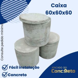 Caixa de passagem e inspeção 60 x 60 x 60 cm redonda - sem fundo, com tampa cloacal