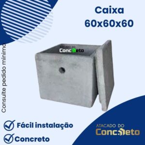 Caixa de passagem e inspeção 60 x 60 x 60 cm quadrada - sem fundo, com tampa cloacal