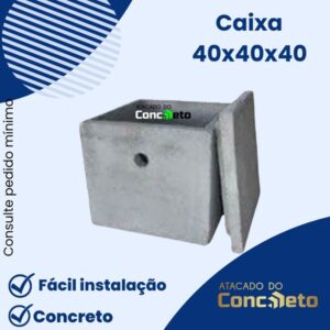 Caixa de passagem e inspeção 40 x 40 x 40 cm quadrada - com fundo, com tampa cloacal
